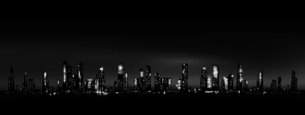 Skyline de la ville nocturne Illustration De Stock