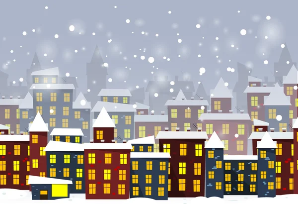 Cartoni animati città invernale — Vettoriale Stock