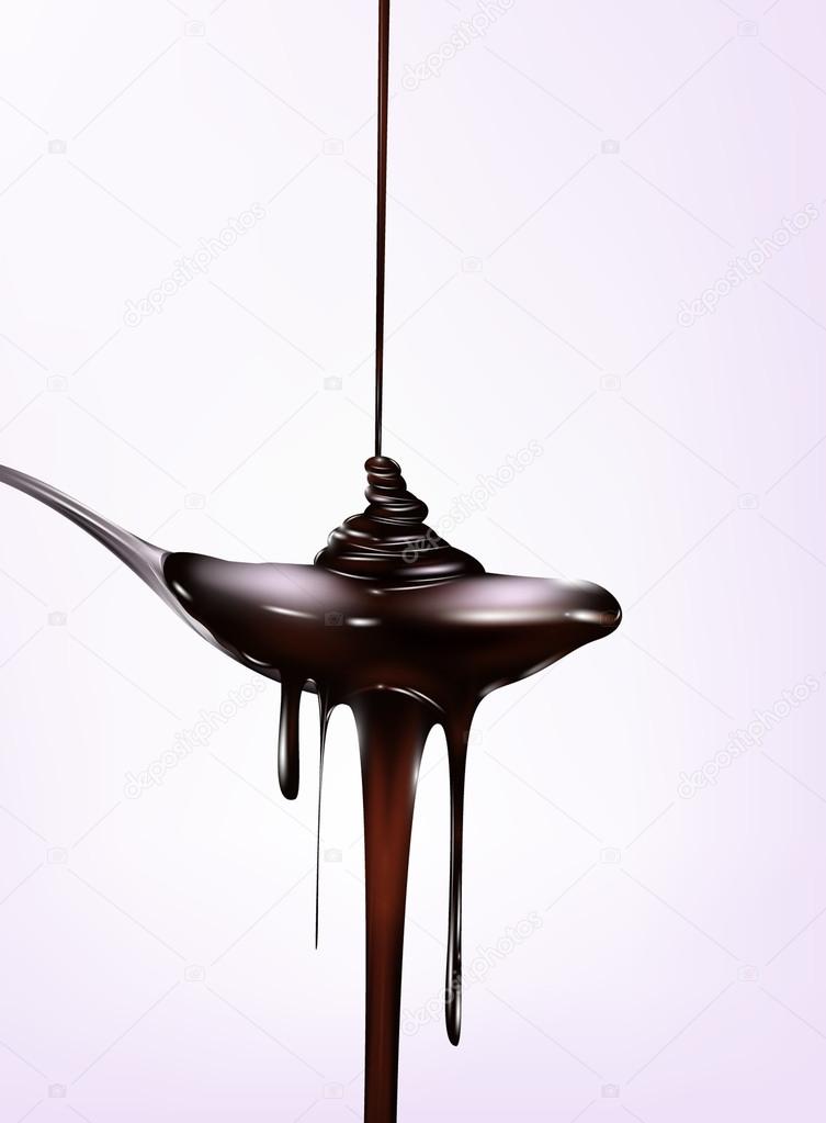 Chocolate falling from tne spoon