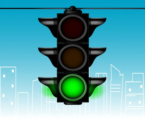 Cartoon style  traffic light vector illustration. — Stock Vector