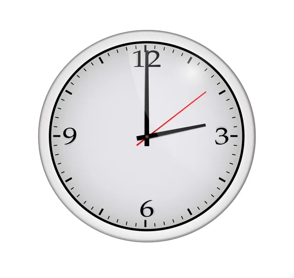 Icono de reloj blanco con sombra. Ilustración vectorial — Vector de stock