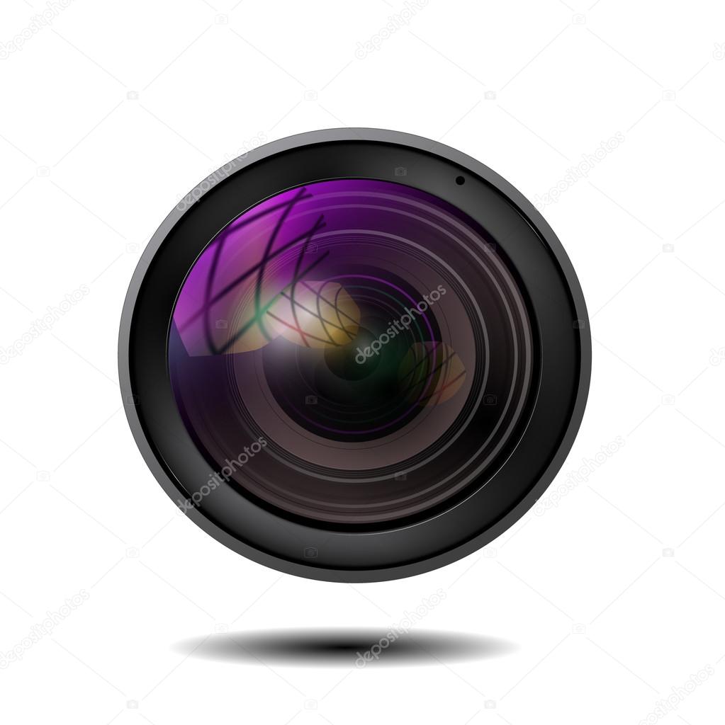 illustration of colorful camera lens on white background