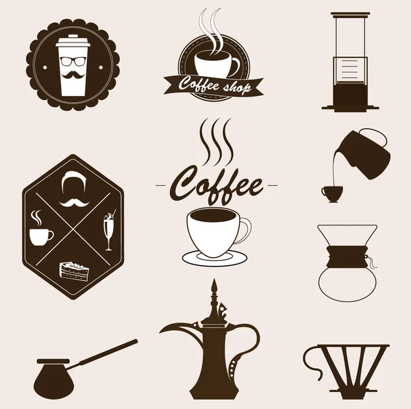 Koffie vector set. retro stijl. — Stockvector