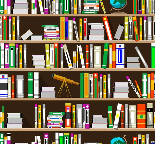 Cartoon-Bücherregale in der Bibliothek — Stockvektor