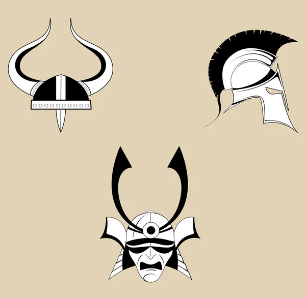 Tres iconos de casco — Vector de stock