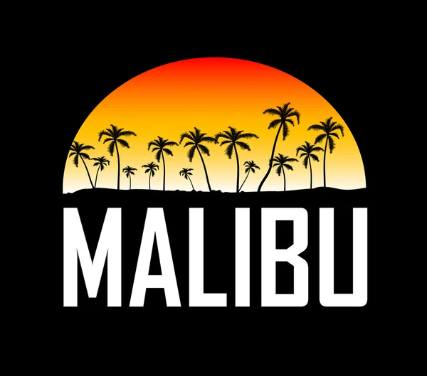 Tipografía deportiva de surf Malibu, gráficos de camisetas — Vector de stock