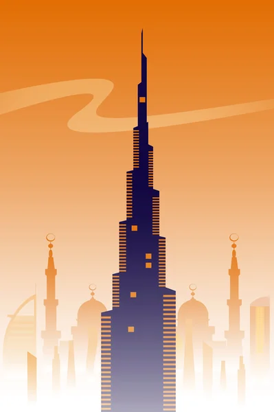 Dubai, városkép háttér — Stock Vector