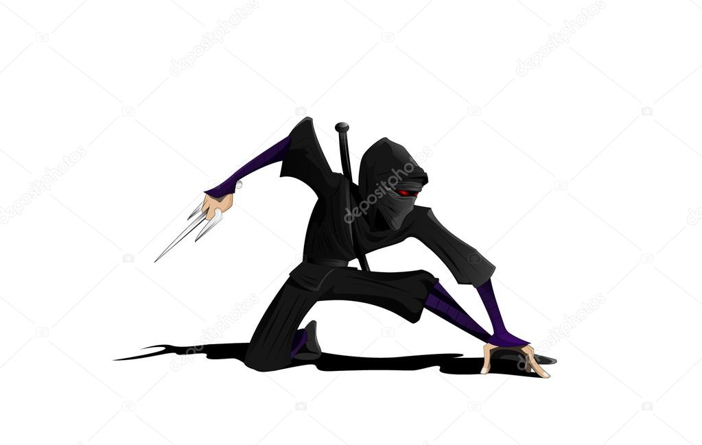 Cartoon ninja. Vector illustration