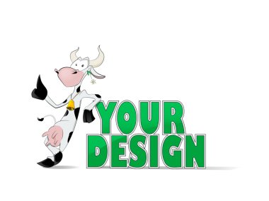 Cute cow with green grass clipart