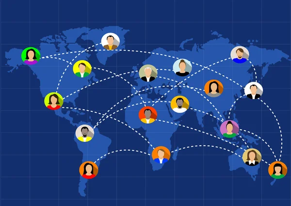 Szociális hálózatok egyesíteni a világot Stock Vektor