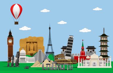 Dünya manzaraları ile antika arka plan