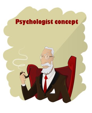 Portrait of practiced profesional elderly cartoon psychologist clipart