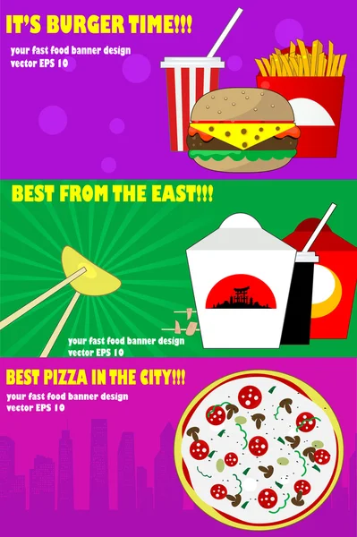 Banners for the fast-food. — Stock Illustration Banners for the fast-food. Vector Graphics
