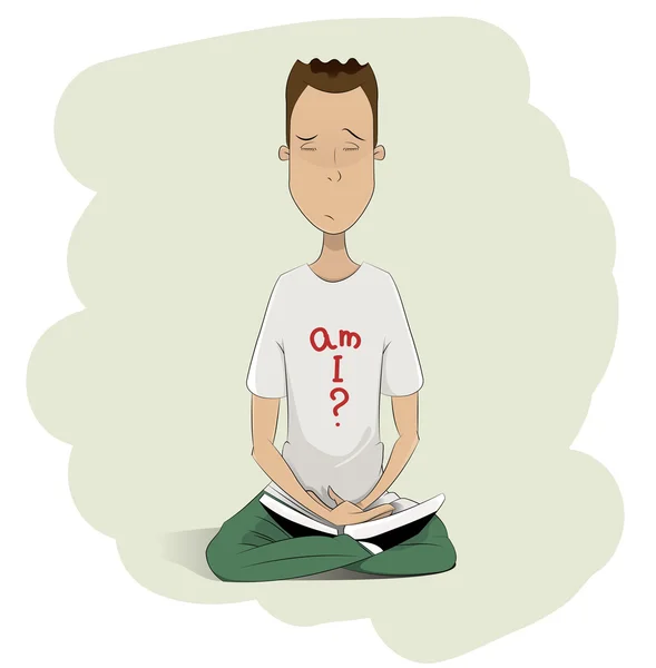 Ung man mediterar — Stock vektor