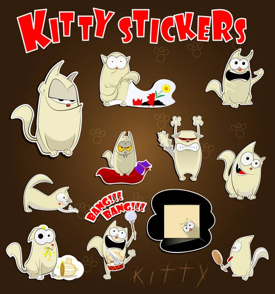 Set de pegatinas gato — Vector de stock