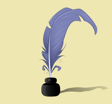 Vector feather and ink bottle icon clipart