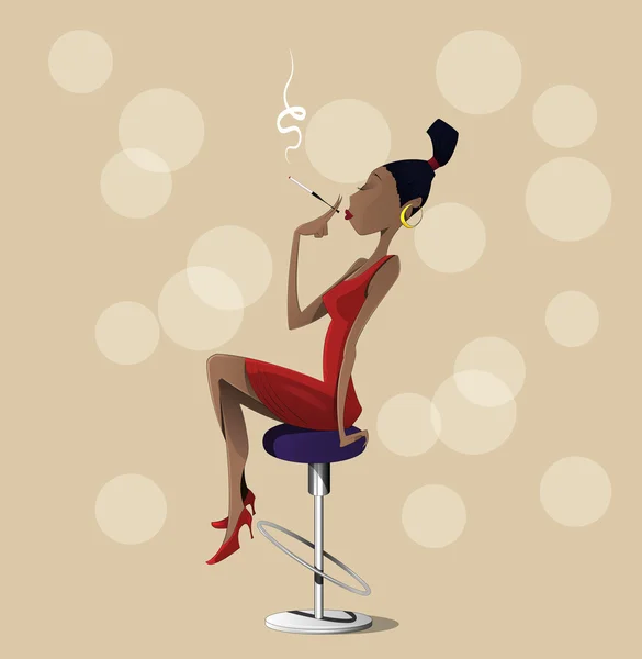 Dessin animé dame assise sur une chaise haute — Image vectorielle