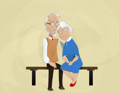 kucaklayan bankta oturan yaşlı çift.
