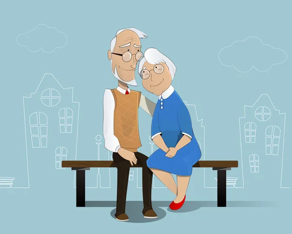 Glückliches Seniorenpaar. Karikatur — Stockvektor