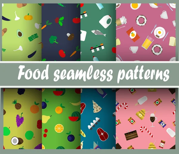 Seamless patterns with food — Stock Vector