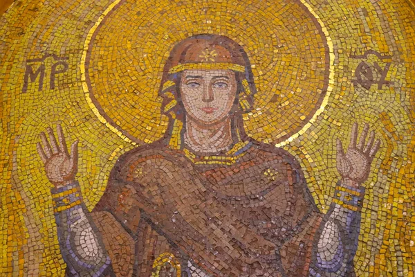 Sainte Marie Mosaïque Murale Incassable Dans Une Église Chrétienne — Photo