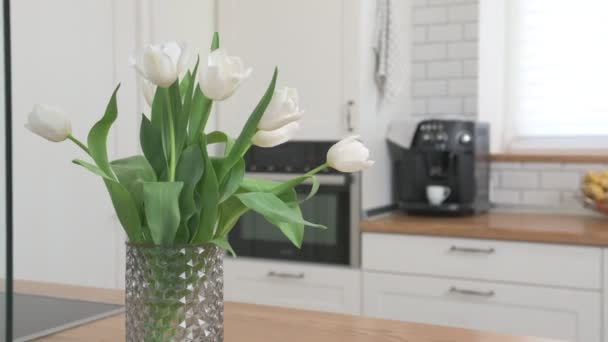 Modern nordic kitchen in loft apartment. 3D rendering — Stock Video