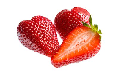 Beyaz arka planda tatlı çilek.