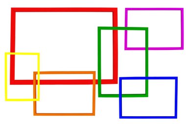 Beyaz üzerine izole edilmiş çerçevelerin koleksiyonu.