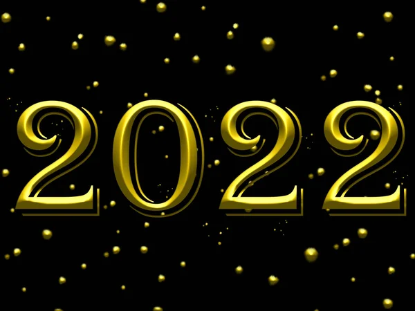 Happy New 2022 Year Elegant Gold Text Salute Minimalistic Template — Stock Photo, Image