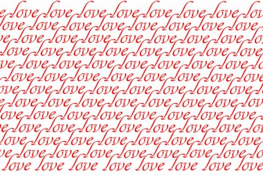 Beyaz arkaplandaki yazıyı sevmek, yazıcı tasarımı için kusursuz desen.