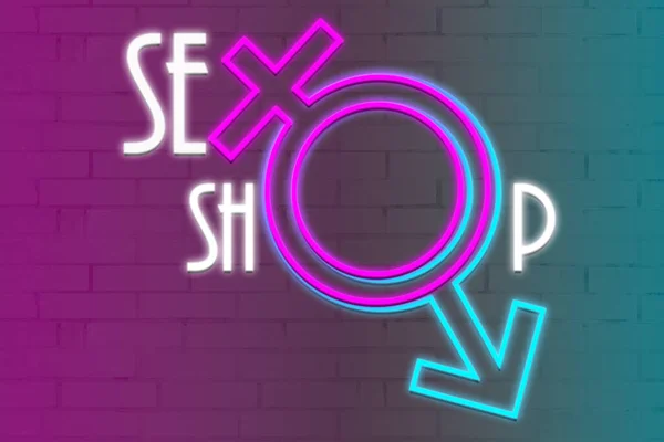 Neonový Nápis Nápisem Sex Shop — Stock fotografie