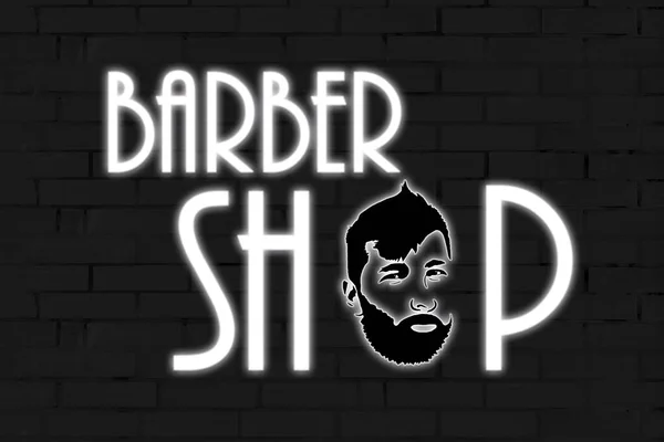 Sinal Néon Com Barbearia Inscrição — Fotografia de Stock