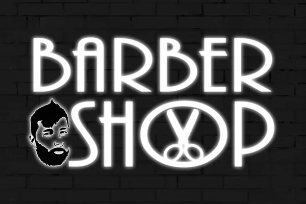Neon Sign Inscription Barber Shop — Stock Photo, Image
