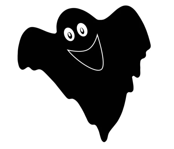 Fantasma Bonito Preto Fundo Branco Ilustração — Fotografia de Stock