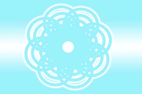 Εικονίδιο Σχήμα Λουλουδιού Λευκό Περίγραμμα Γαλάζιο Φόντο Σχέδιο Εκτύπωσης Υφάσματος — Φωτογραφία Αρχείου
