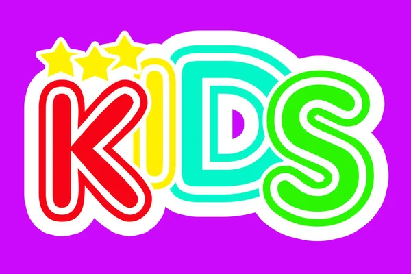 Sticker Purple Background Word Kids Multicolored — Stock Photo, Image