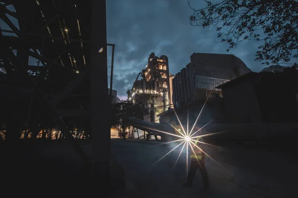 Miner Man Working Overtime Flashlight Dark Coal Mining Industry Labour — Stock Photo, Image