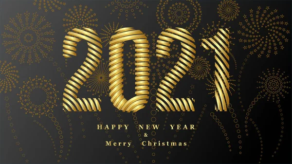 Bonne Année 2021 Illustration Vectorielle Des Nombres Métalliques Dorés 2021 — Image vectorielle