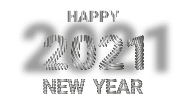 2021年新年快乐 原始抽象数字的形式是在白色背景上旋转的金属条纹 2021年银元数字假日矢量图解 现代字母构图 — 图库矢量图片