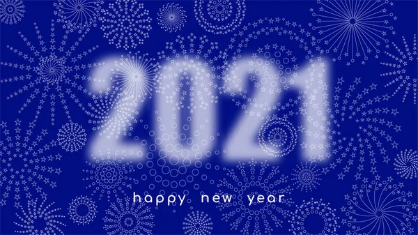 Happy new year 2021. Blurred numbers 2021 on dark background — Stockvector