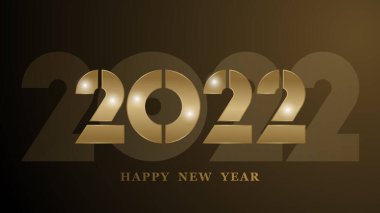 Mutlu yıllar 2022 bayrağı. Altın Vektör lüks metin 2022 Mutlu yıllar..