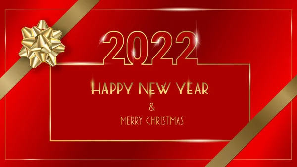 Festive Merry Christmas and Happy New Year greeting card template on red background — Stock Vector