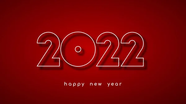 Happy New Year 2022. The outer shadow of the contour numbers falls on a dark red background. — Stock Vector