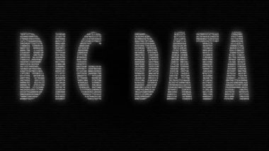 Animasyon ifade büyük veri ekranında siyah arka plan üzerinde çalışan numaraları ile yapılan