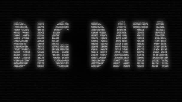Animation de Big Data d'expression avec des nombres en cours d'exécution à l'écran en arrière-plan noir — Video