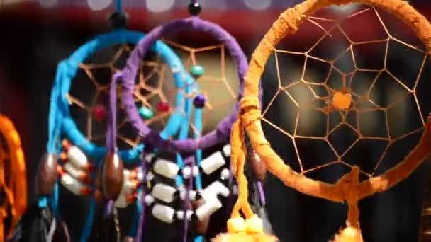 Dreamcatchers Hanging at Sunny Day — Stock Video