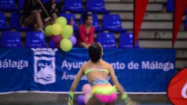 Malaga Malaga Espagne 2015 Jeune Gymnaste Avec Corde Sur Tournoi — Video