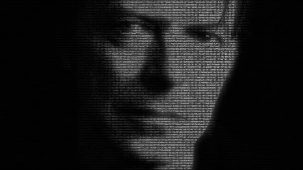 Animação do rosto de David Bowie feita com números correndo — Vídeo de Stock