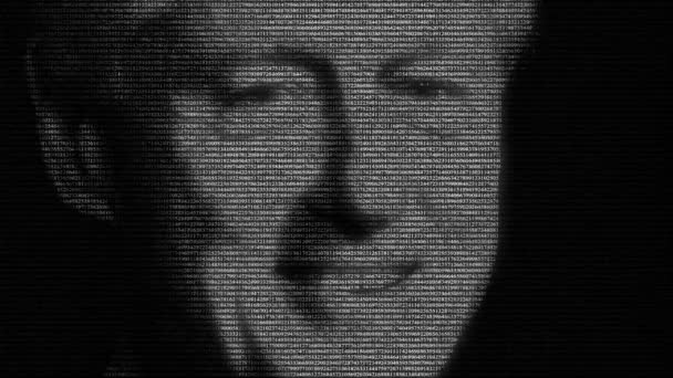 Animazione del volto del presidente americano Bill Clinton fatta con numeri in esecuzione — Video Stock