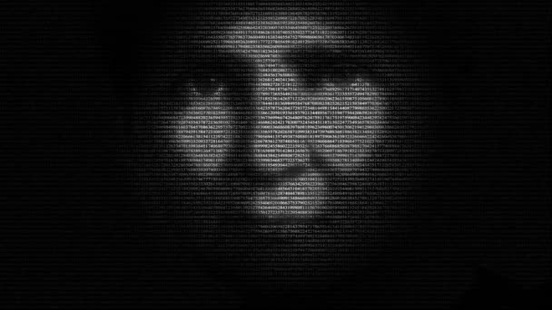 Animation of face scientific Marie Curie made with numbers running — Stock Video